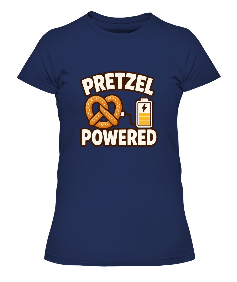 Pretzel Powered — Lady's T-Shirt in Midnight Navy