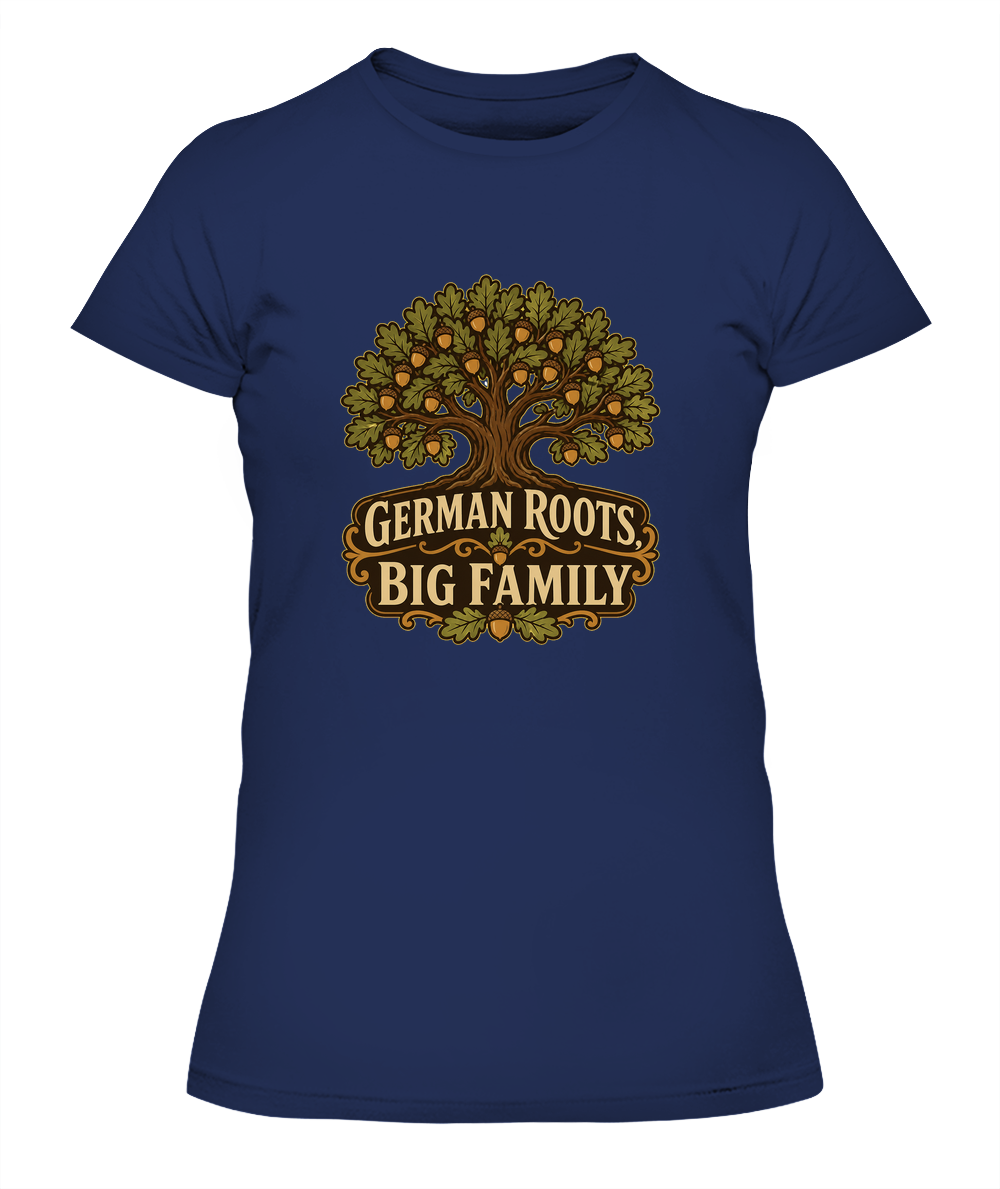 German Roots, Big Family — Lady's T-Shirt in Midnight Navy