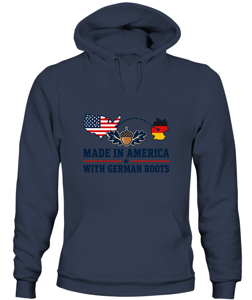Made In America With German Roots — Hoodie in Navy