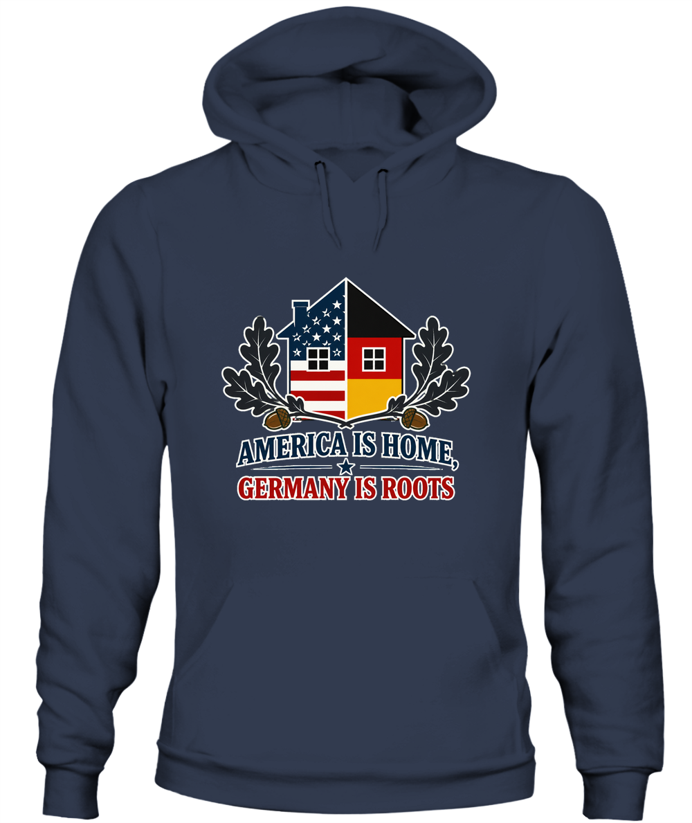 America Is Home, Germany Is Roots — Hoodie in Navy