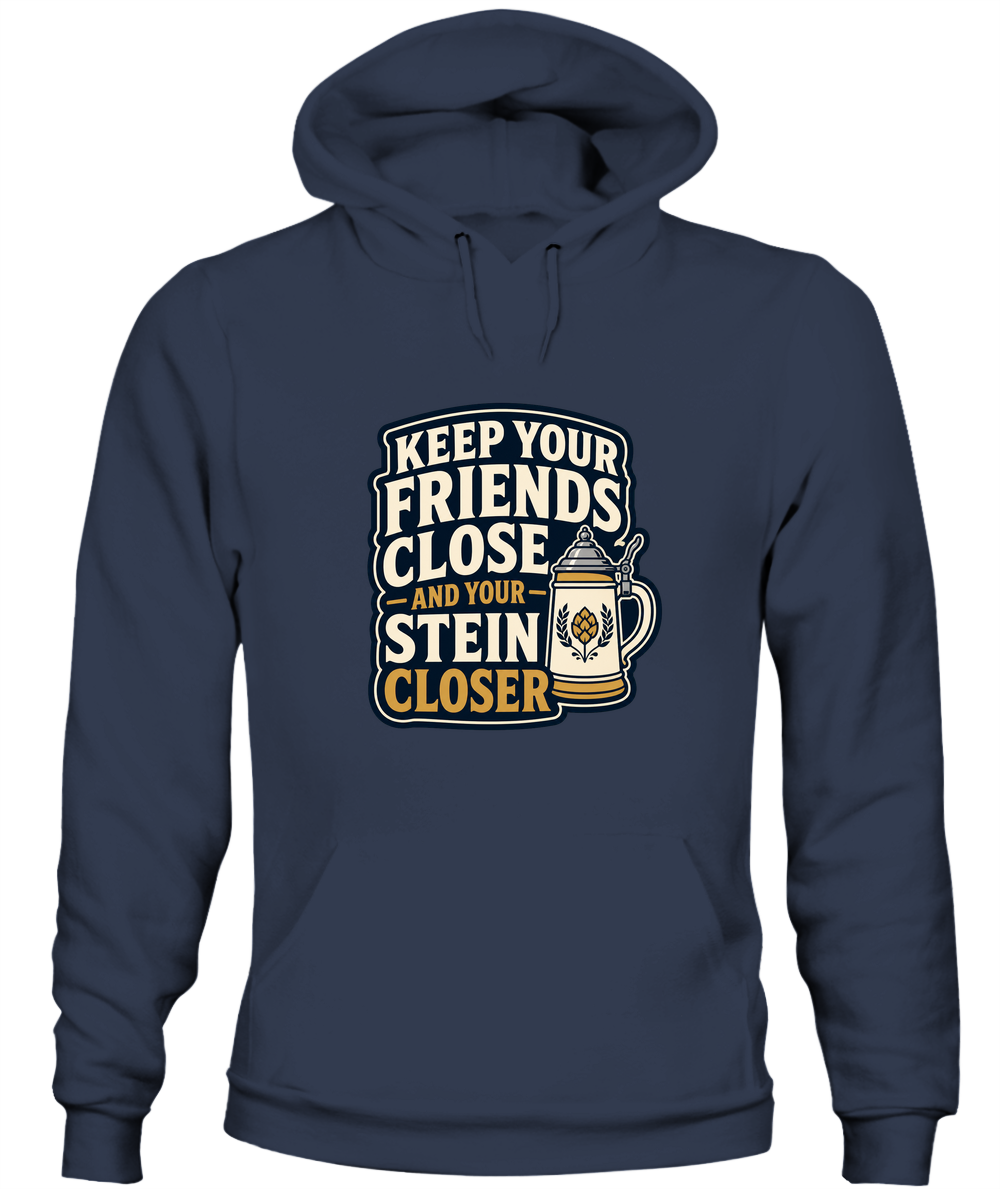 Keep Your Friends Close And Your Stein Closer — Hoodie in Navy