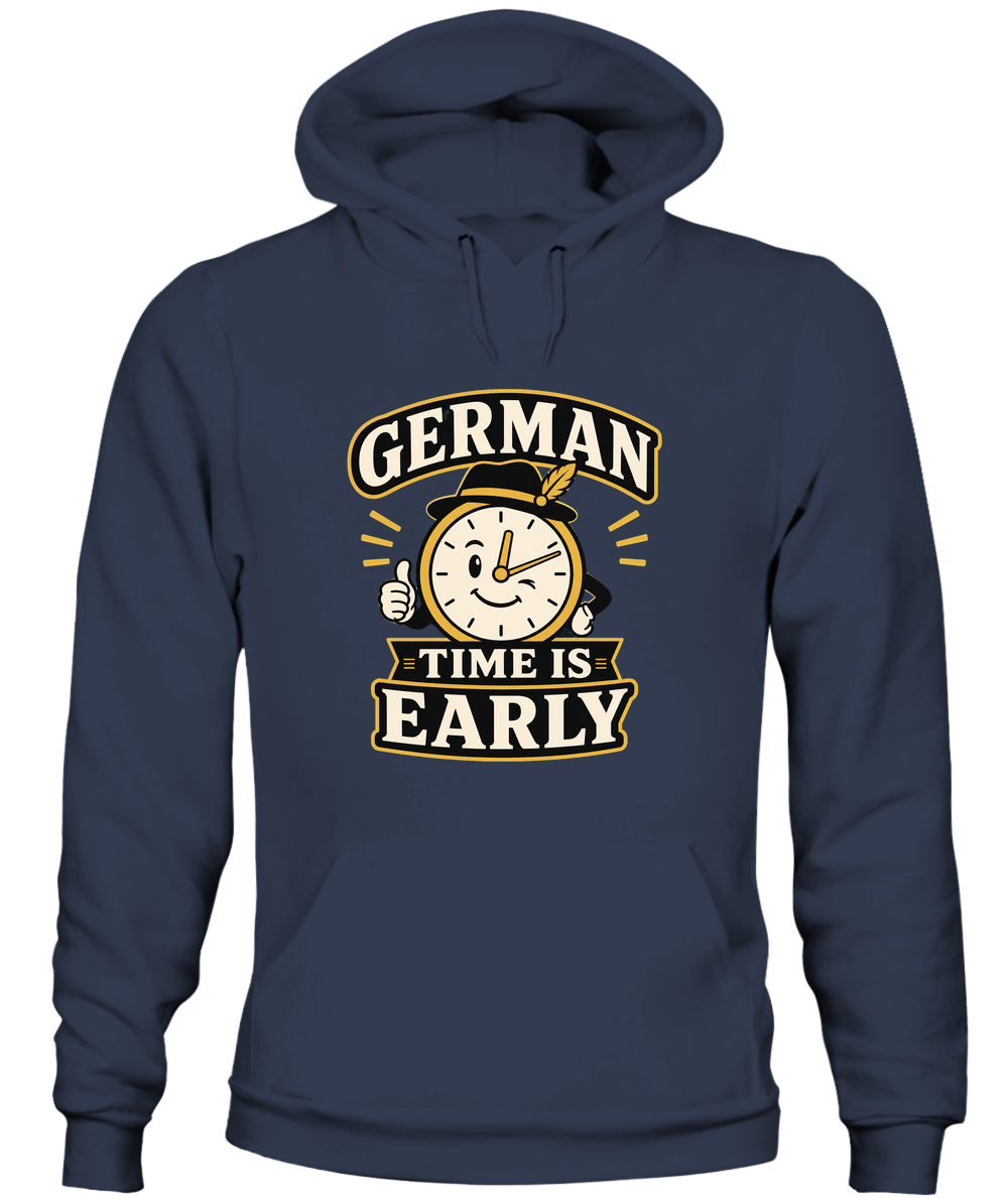 German Time Is Early — Hoodie in Navy