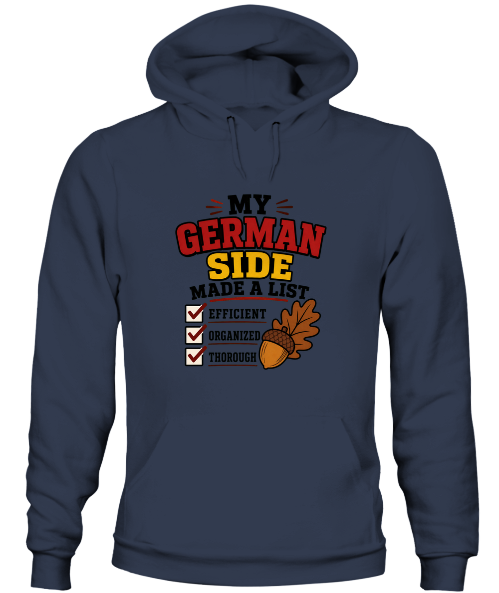 My German Side Made A List — Hoodie in Navy