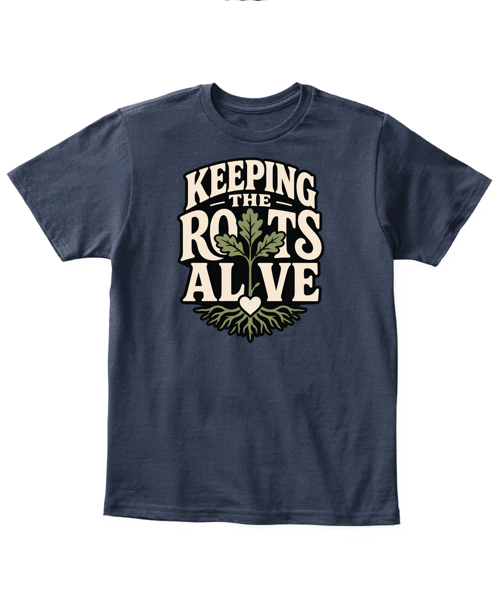 Keeping The Roots Alive — Kid's T Shirt in Navy