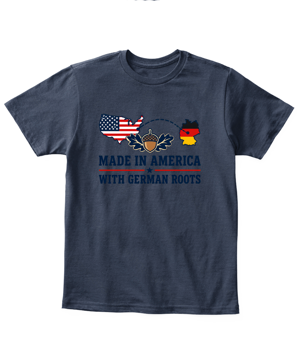 Made In America With German Roots — Kid's T Shirt in Navy