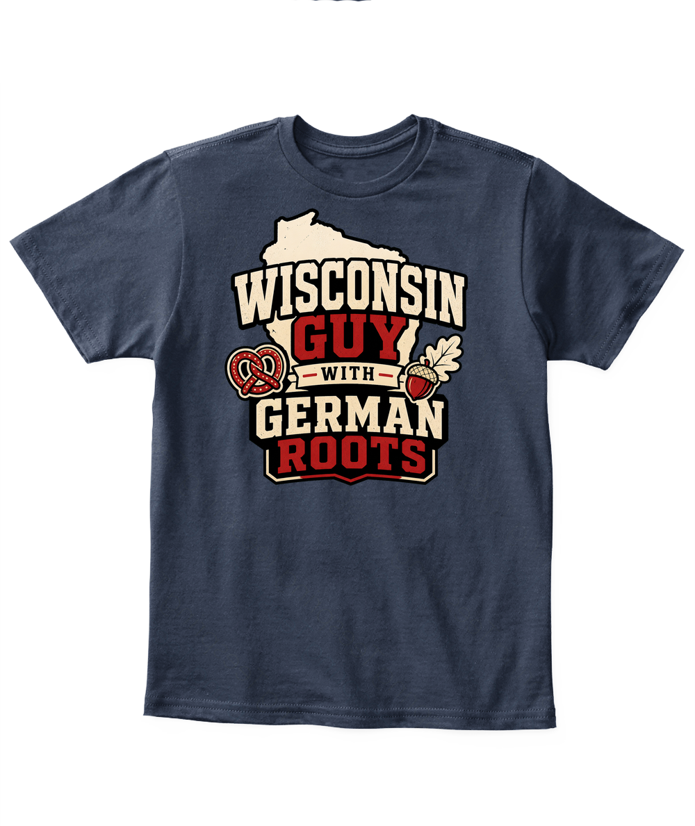 Wisconsin Guy With German Roots — Kid's T Shirt in Navy