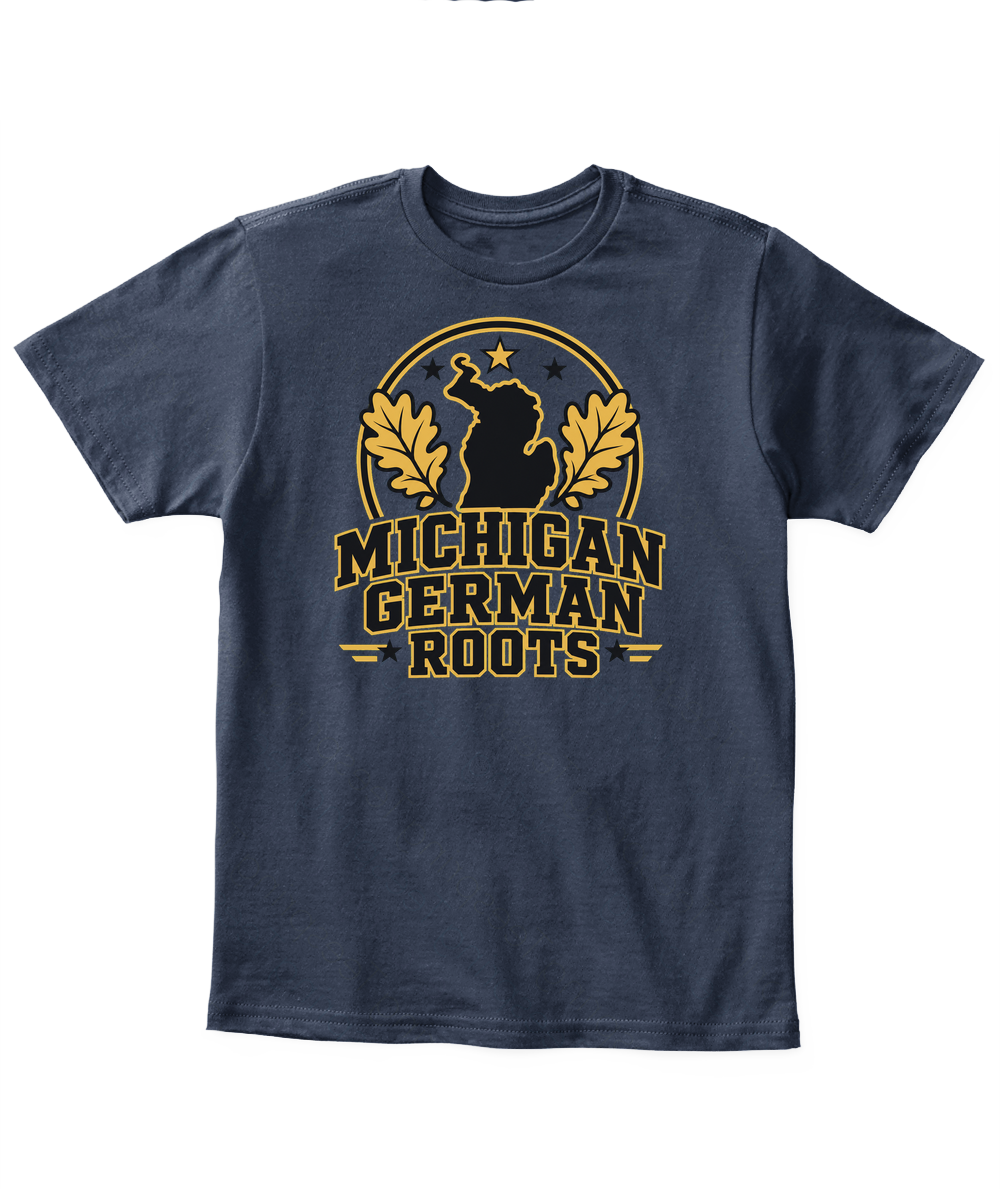 Michigan German Roots — Kid's T Shirt in Navy