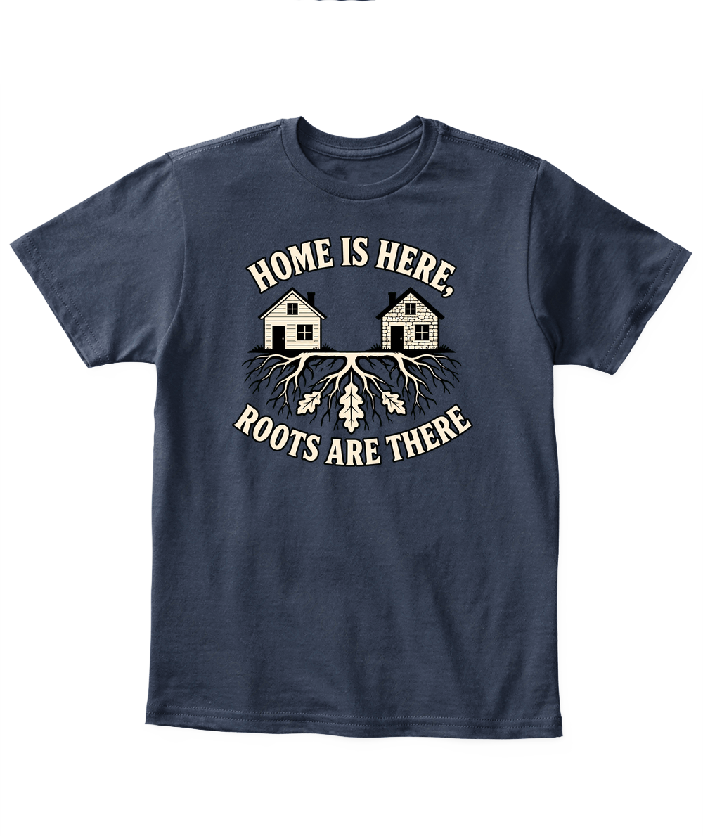 Home Is Here, Roots Are There — Kid's T Shirt in Navy