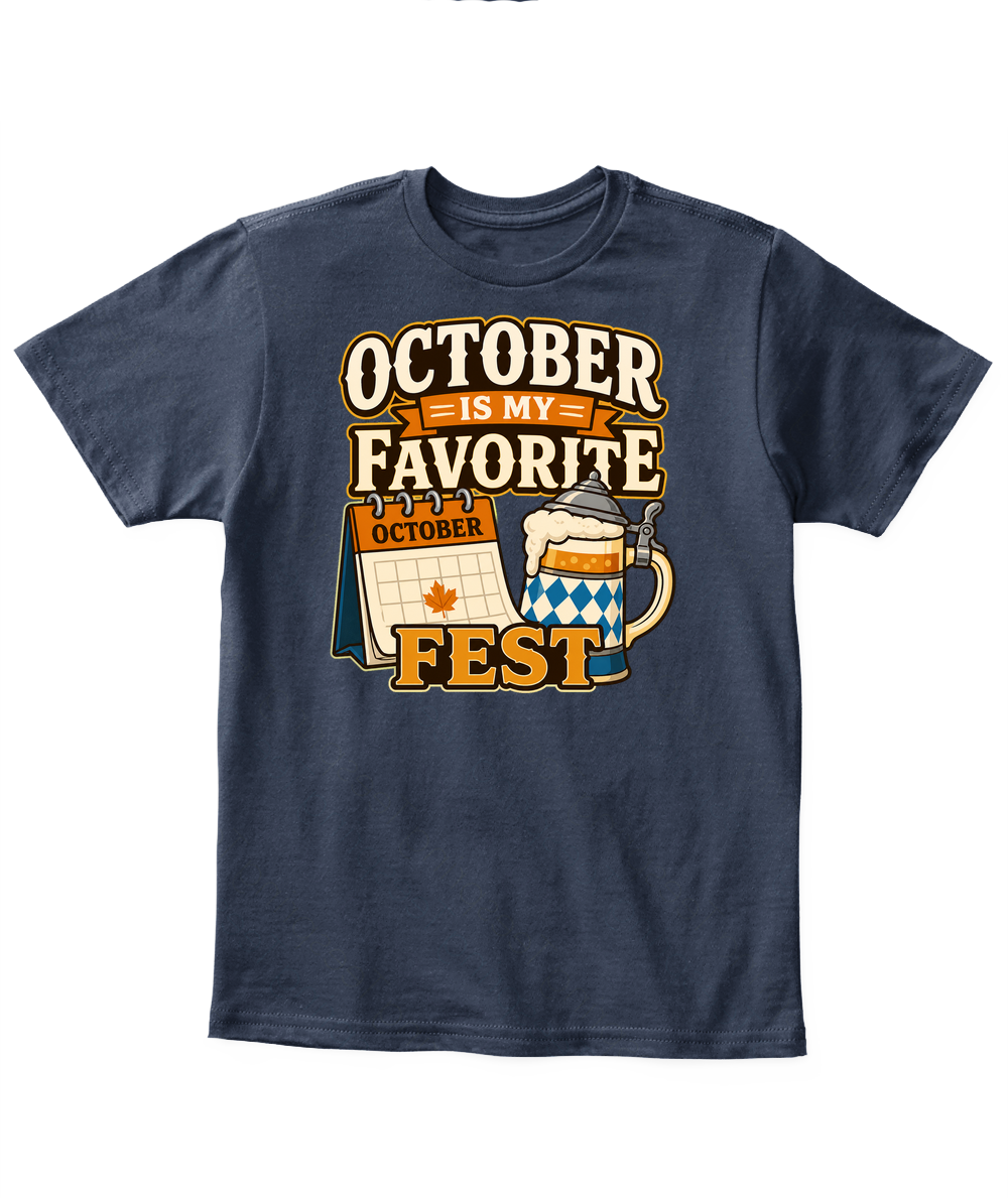 October Is My Favorite Fest — Kid's T Shirt in Navy