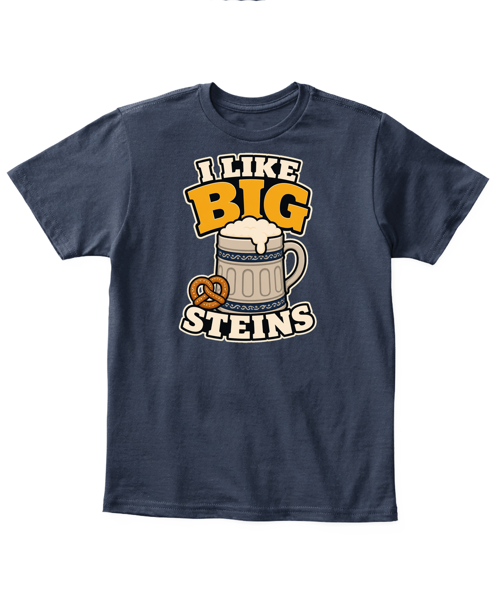 I Like Big Steins — Kid's T Shirt in Navy