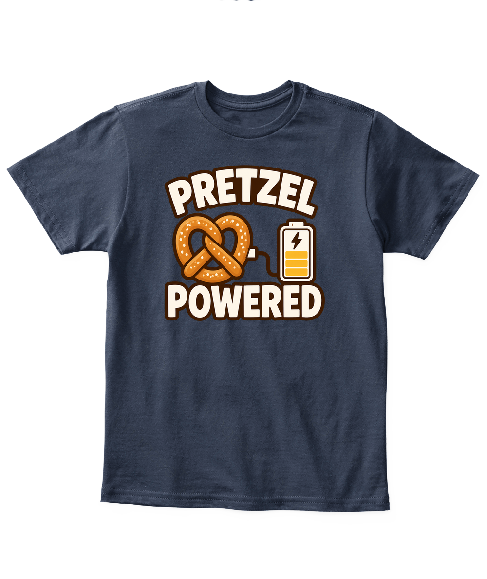 Pretzel Powered — Kid's T Shirt in Navy