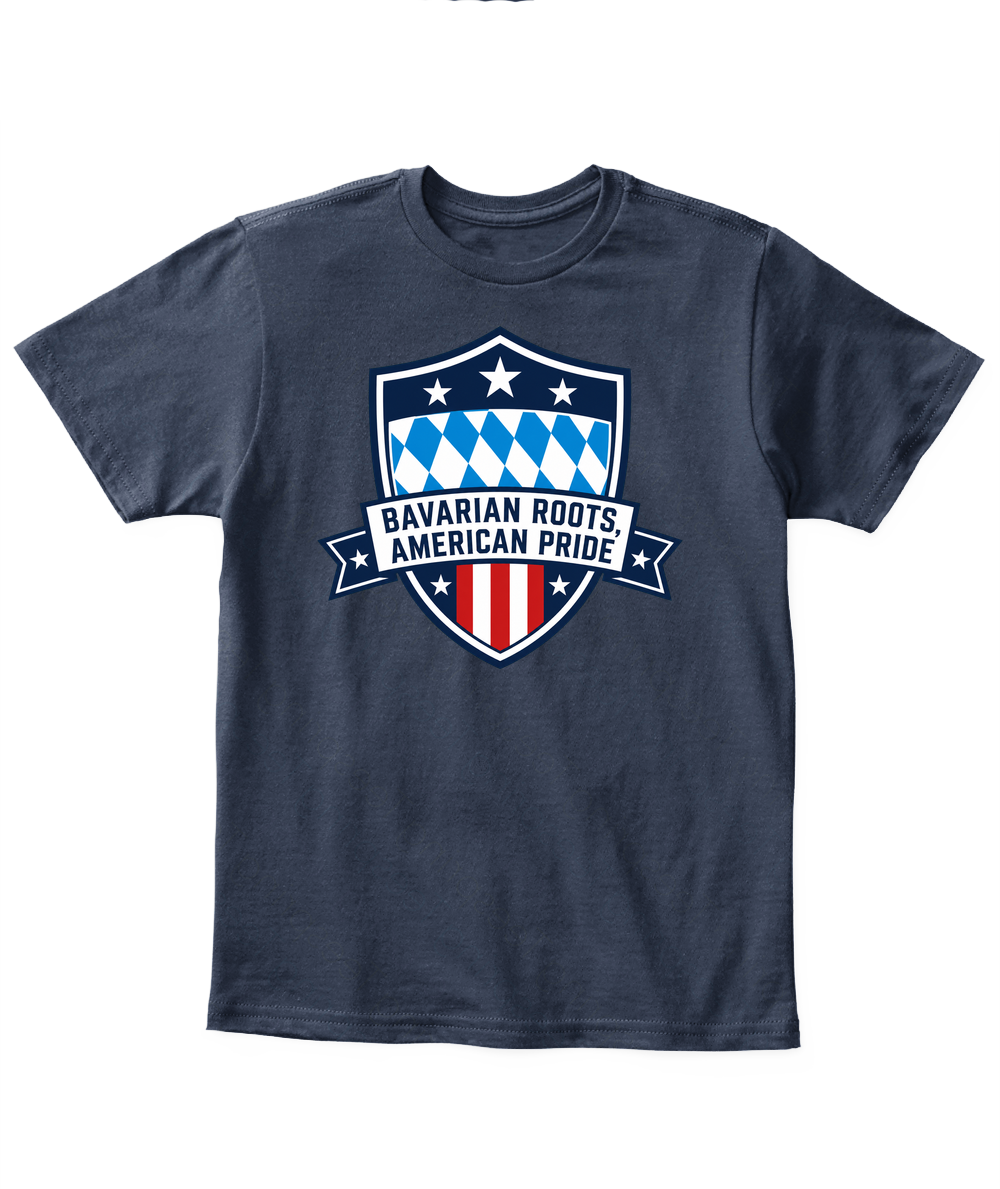 Bavarian Roots, American Pride — Kid's T Shirt in Navy