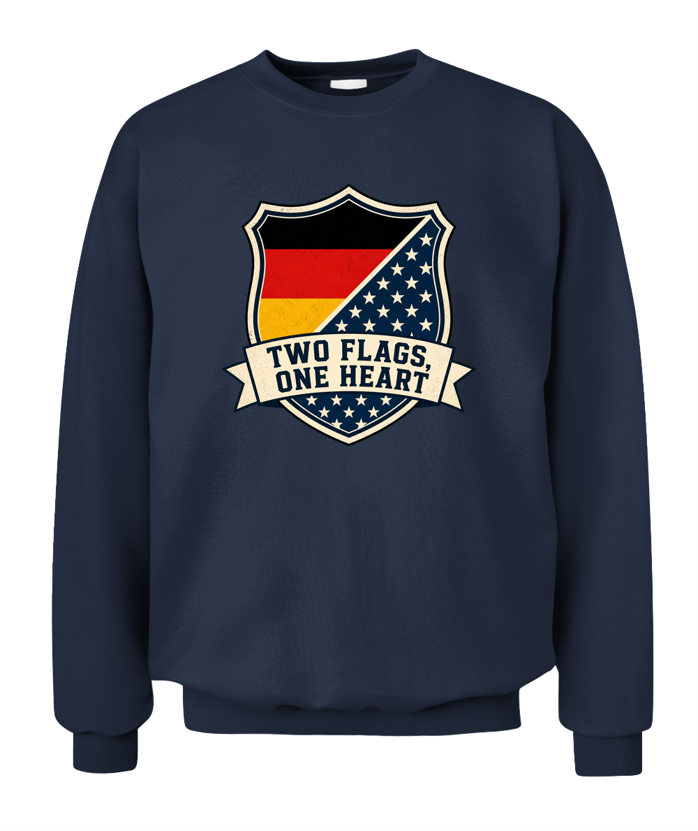 Two Flags, One Heart — Sweatshirt in Navy