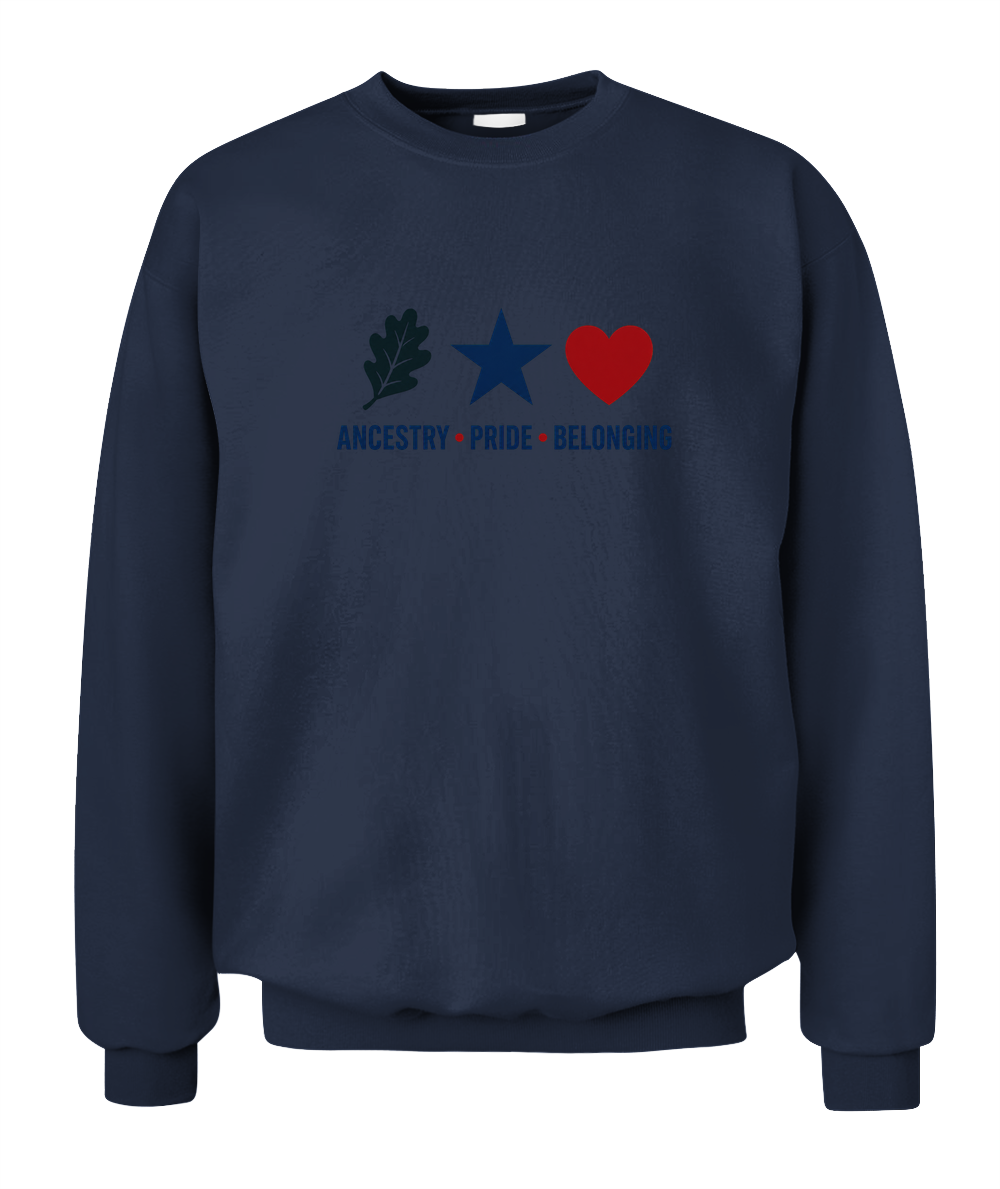 Ancestry, Pride, Belonging — Sweatshirt in Navy
