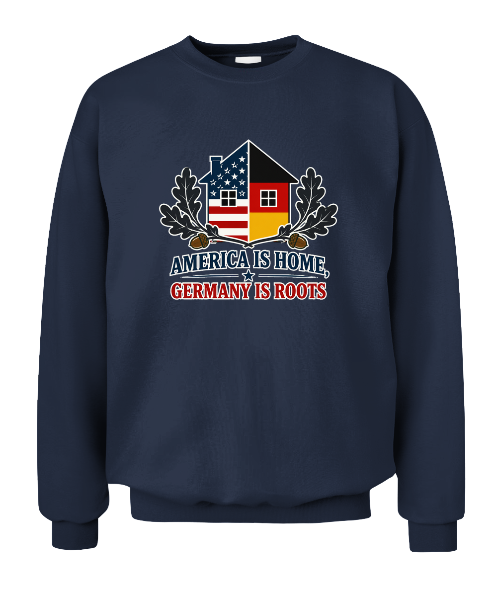 America Is Home, Germany Is Roots — Sweatshirt in Navy