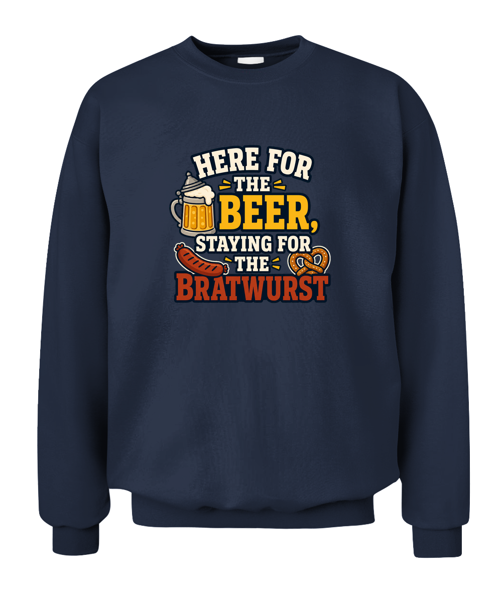 Here For The Beer, Staying For The Bratwurst — Sweatshirt in Navy