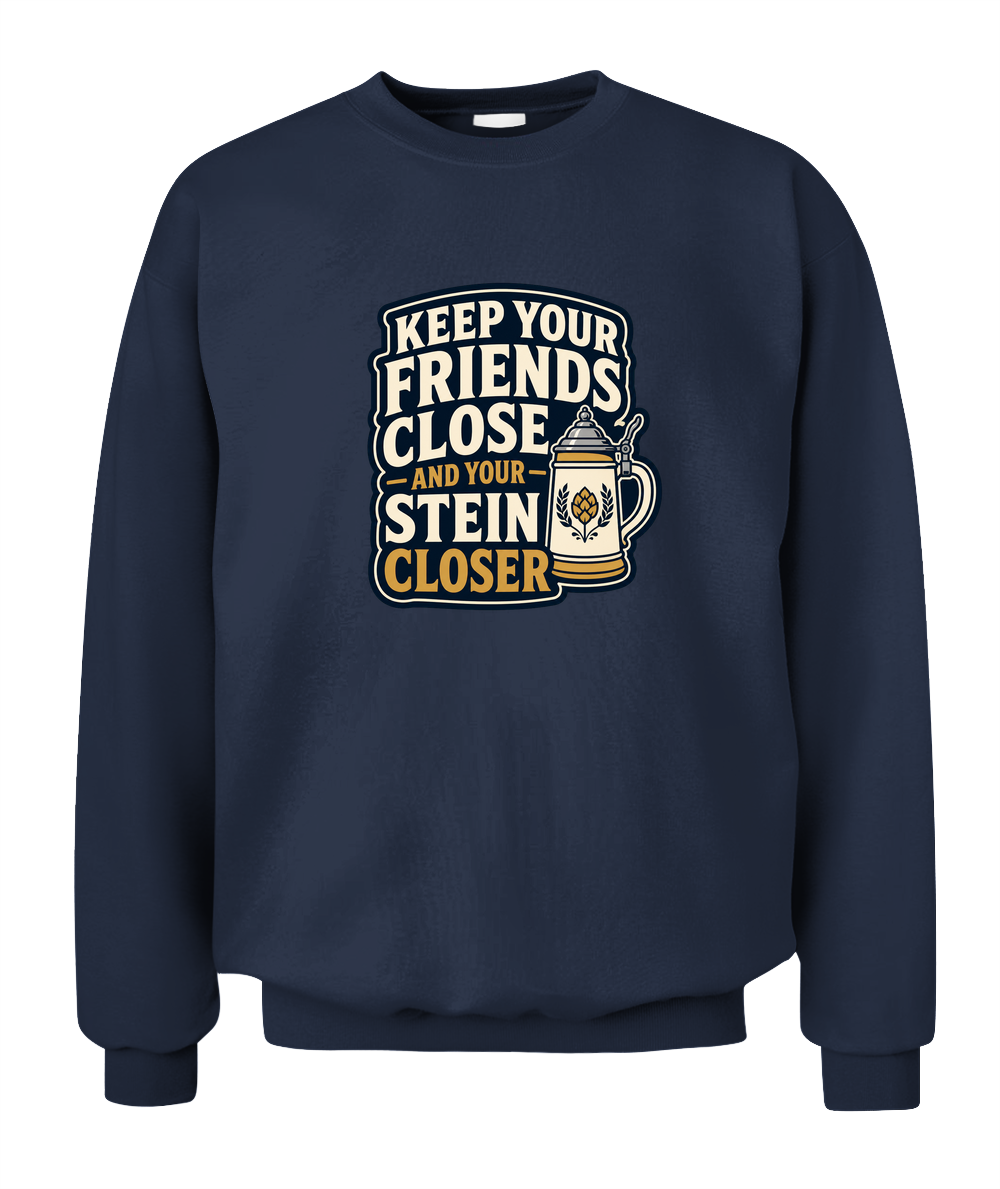 Keep Your Friends Close And Your Stein Closer — Sweatshirt in Navy