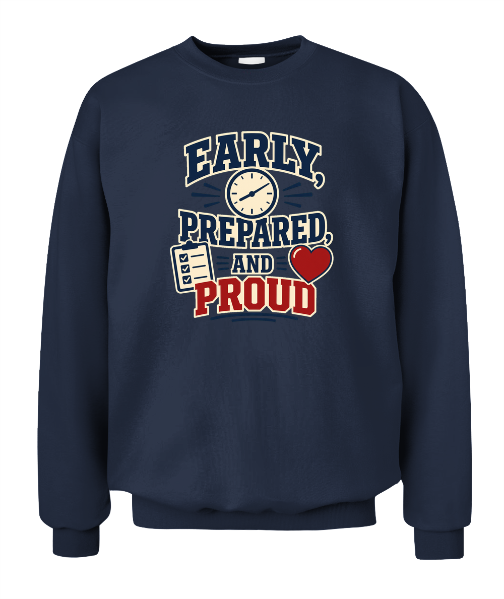 Early, Prepared, And Proud — Sweatshirt in Navy