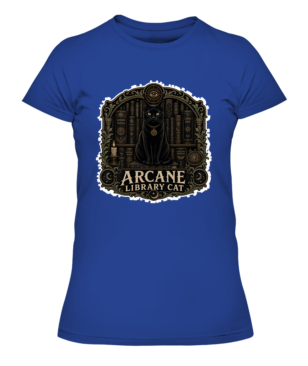 Arcane Library Cat Ladies T-Shirt | Black Cat Lover Gift