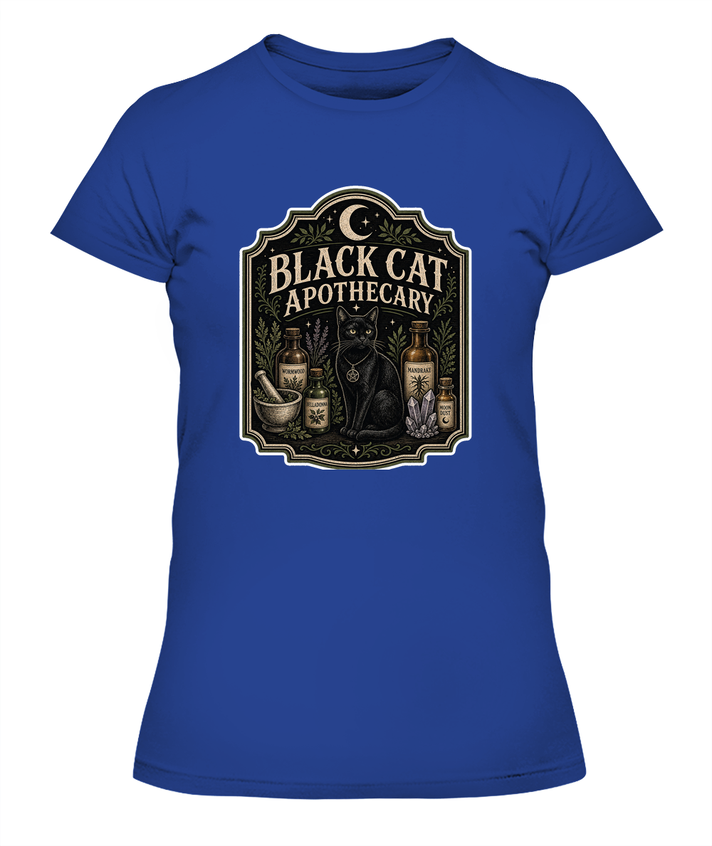 Black Cat Apothecary Ladies T-Shirt | Black Cat Lover Gift