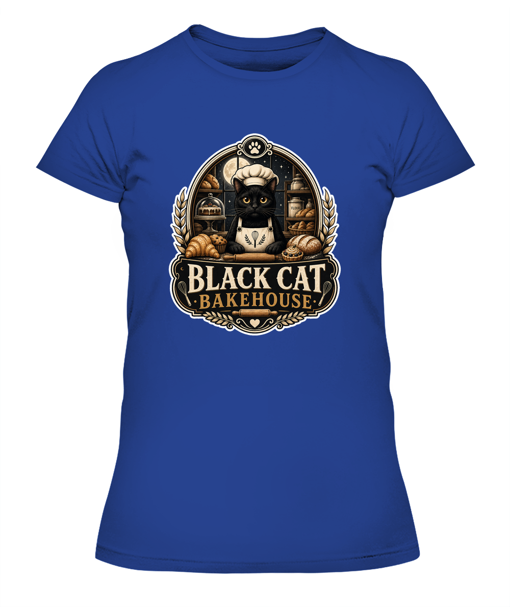 Black Cat Bakehouse Ladies T-Shirt | Black Cat Lover Gift