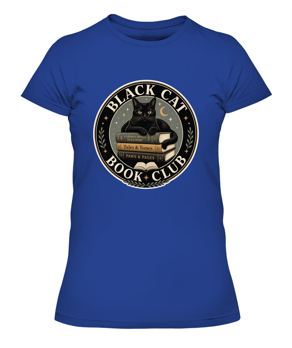 Black Cat Book Club Ladies T-Shirt | Black Cat Lover Gift