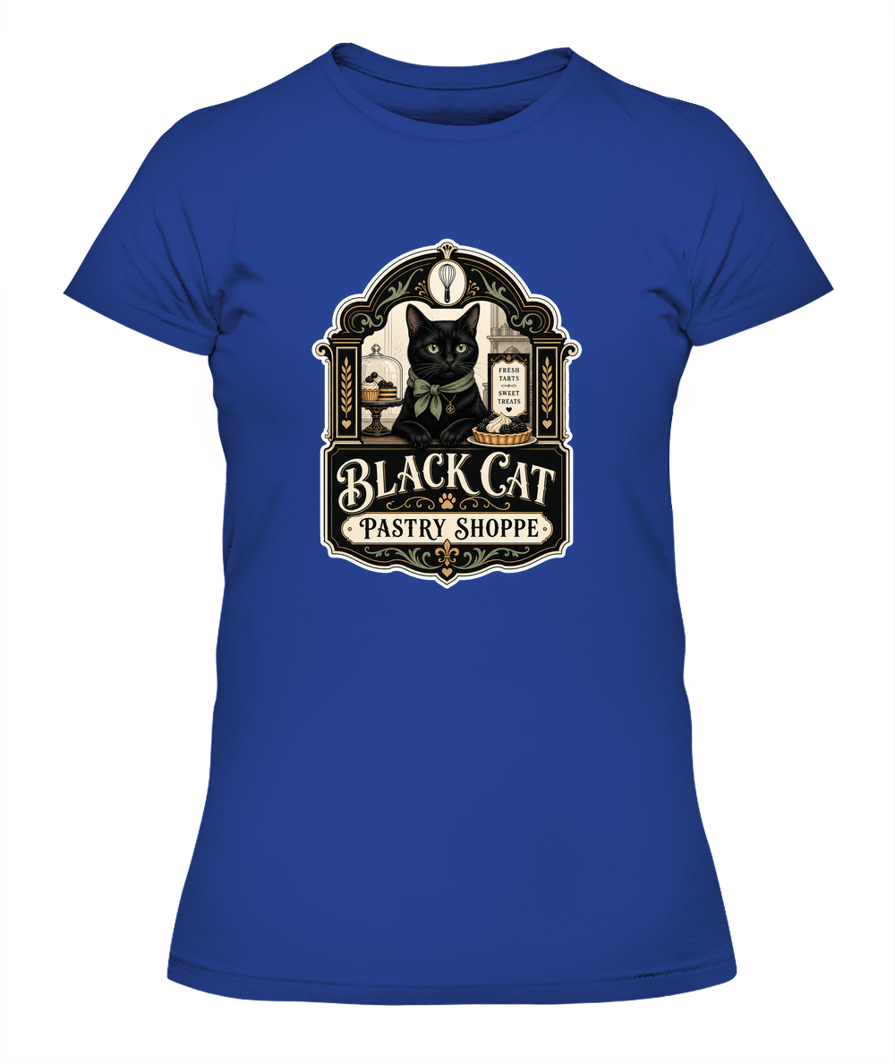 Black Cat Pastry Shoppe Ladies T-Shirt | Black Cat Lover Gift