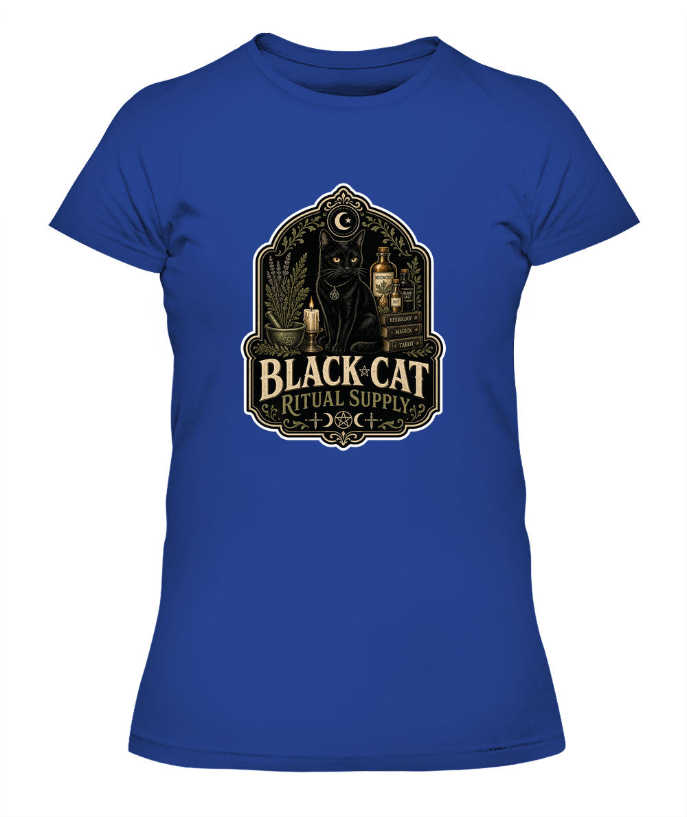 Black Cat Ritual Supply Ladies T-Shirt | Black Cat Lover Gift