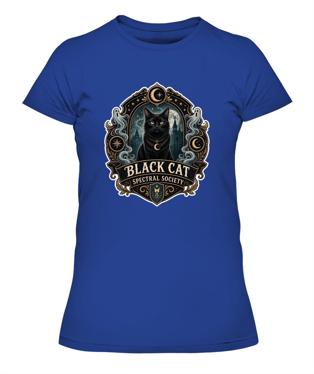 Black Cat Spectral Society Ladies T-Shirt | Black Cat Lover Gift