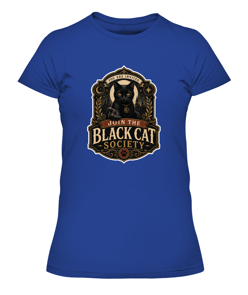 Join the Black Cat Society Ladies T-Shirt | Black Cat Lover Gift