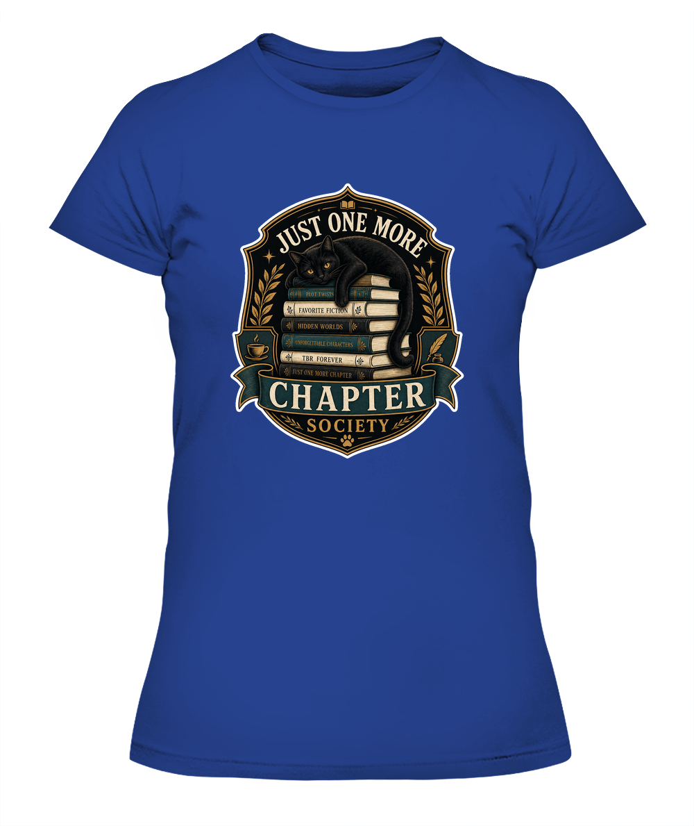 Just One More Chapter Society Ladies T-Shirt | Black Cat Lover Gift