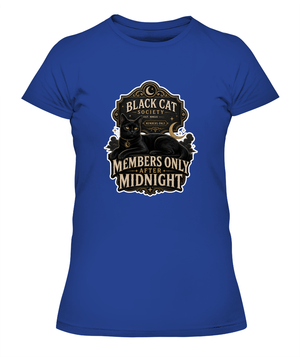 Members Only After Midnight Ladies T-Shirt | Black Cat Lover Gift