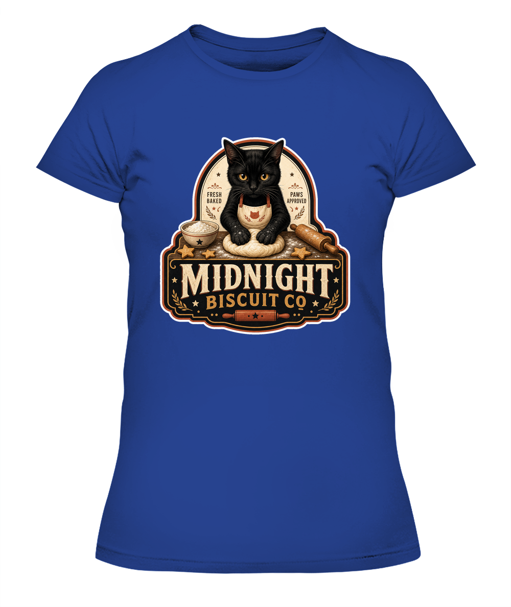 Midnight Biscuit Co Ladies T-Shirt | Black Cat Lover Gift