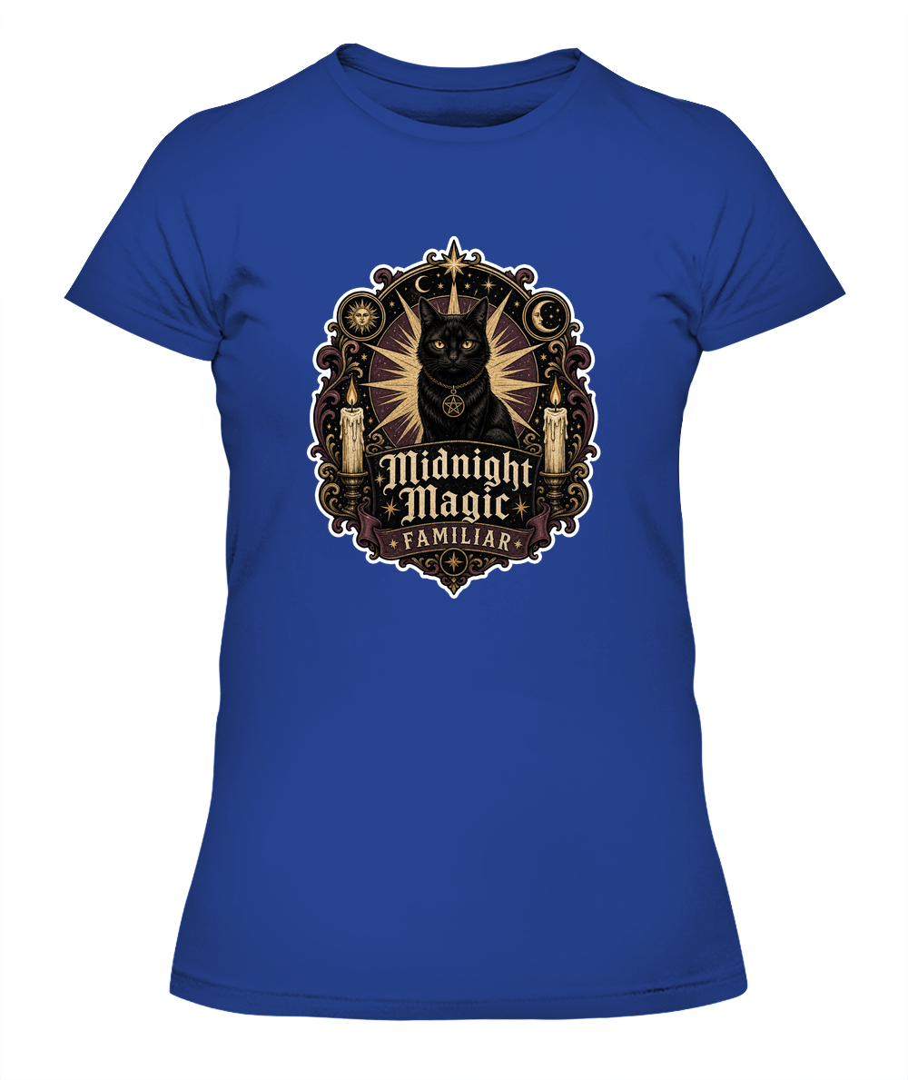 Midnight Magic Familiar Ladies T-Shirt | Black Cat Lover Gift