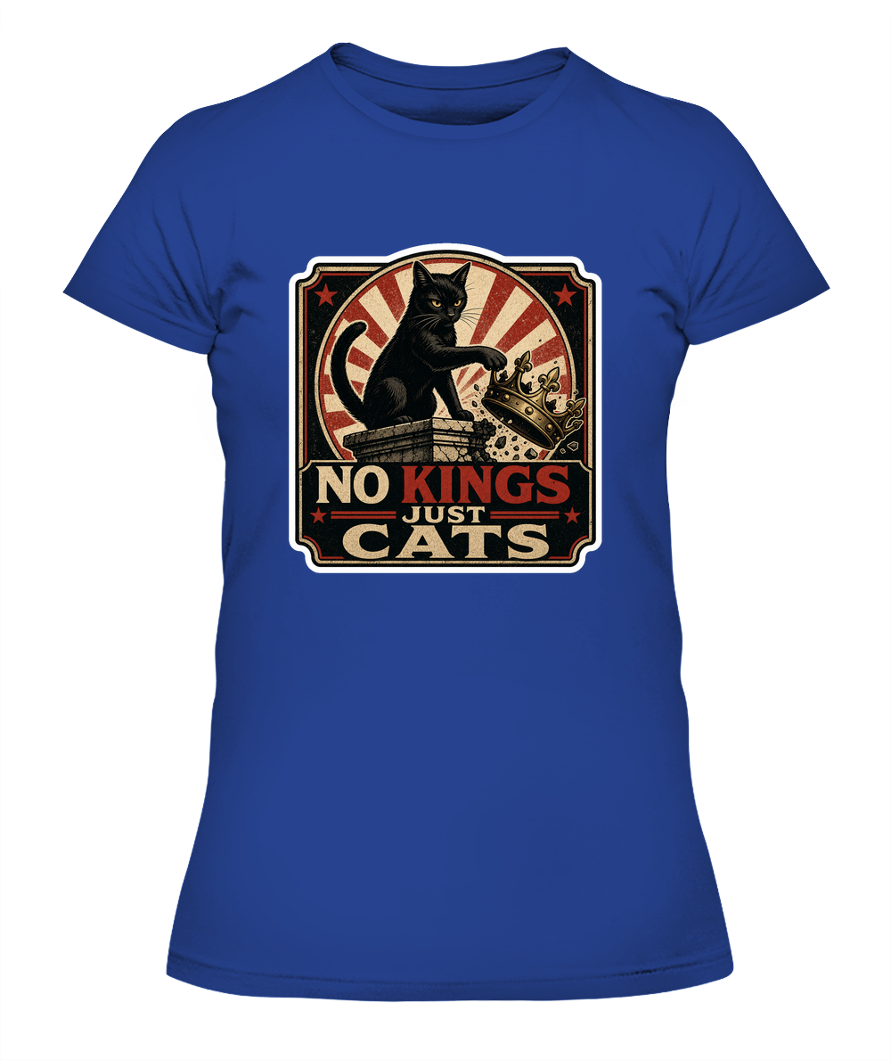 No Kings just Cats Ladies T-Shirt | Black Cat Lover Gift