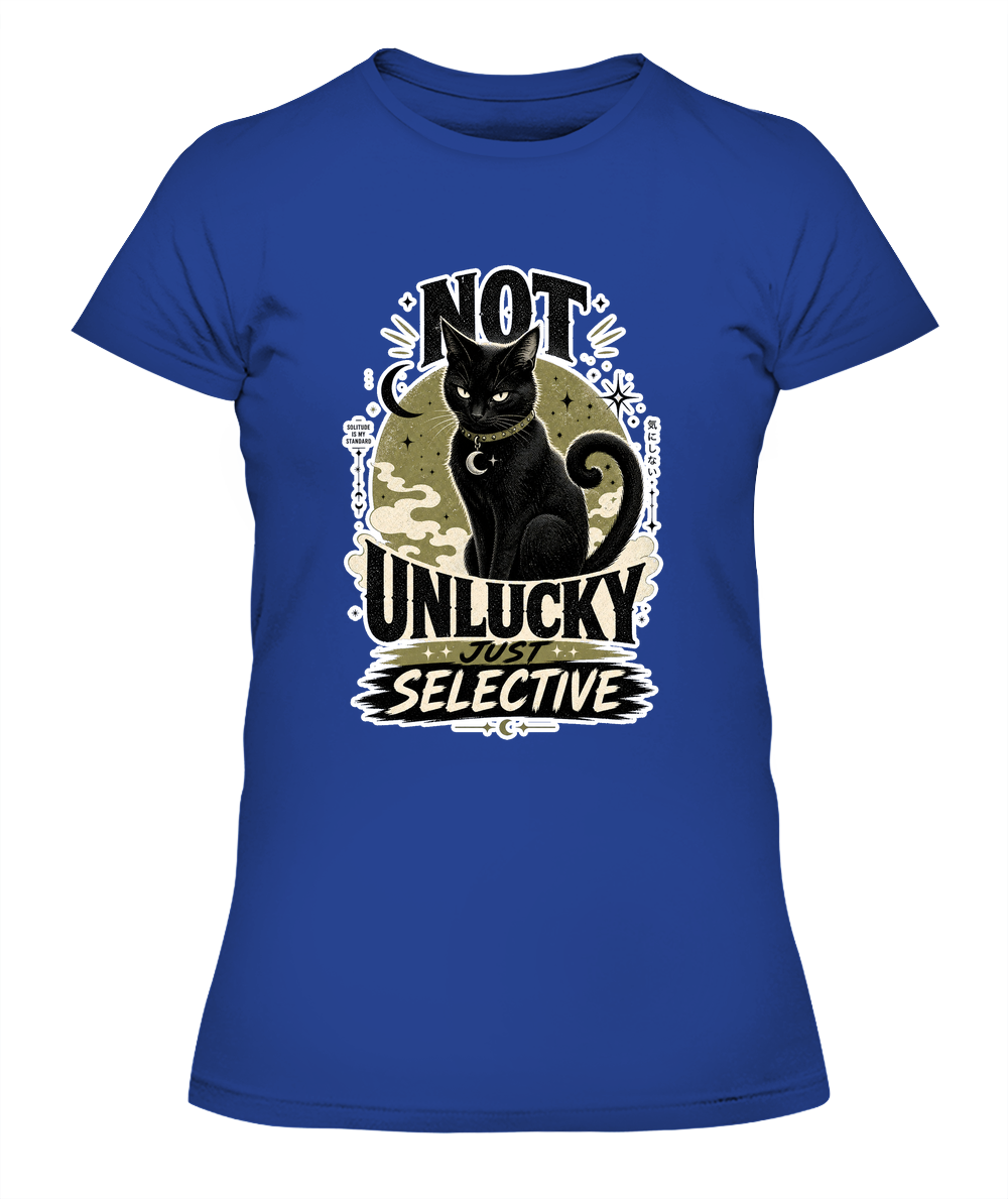 Not Unlucky just Selective Ladies T-Shirt | Black Cat Lover Gift