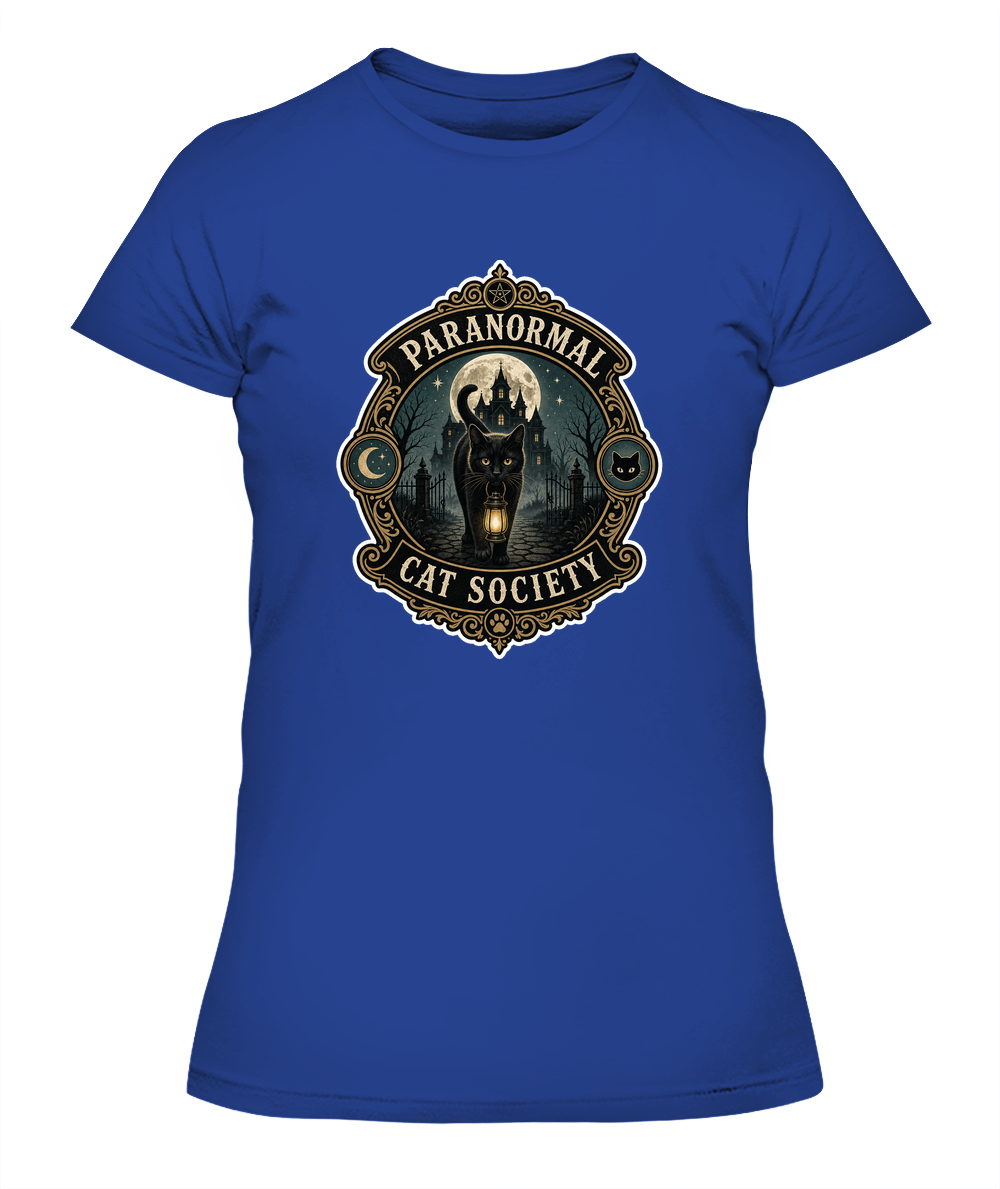 Paranormal Cat Society Ladies T-Shirt | Black Cat Lover Gift