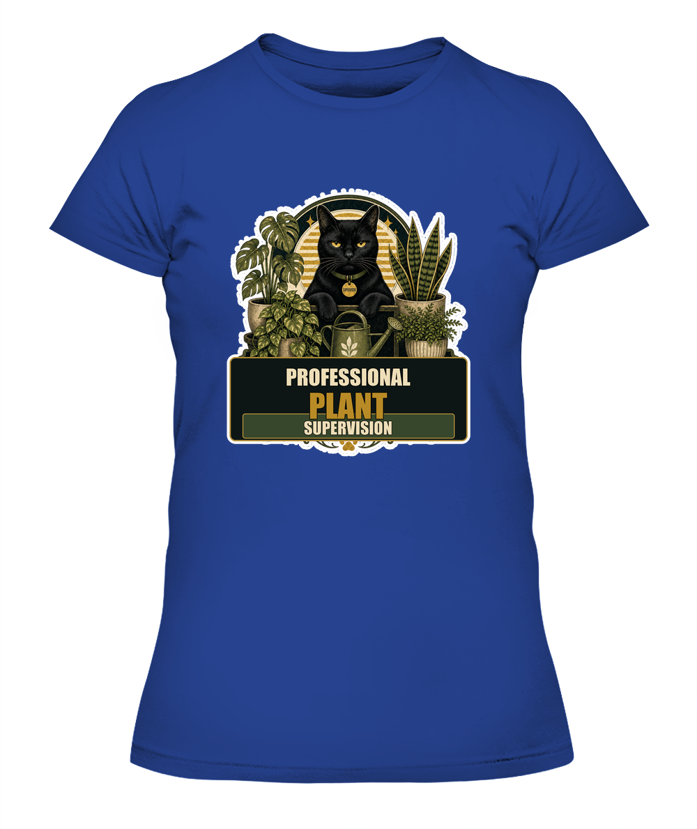 Professional Plant Supervision Ladies T-Shirt | Black Cat Lover Gift