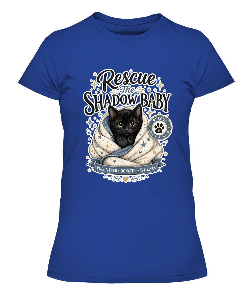 Rescue the Shadow Baby Ladies T-Shirt | Black Cat Lover Gift