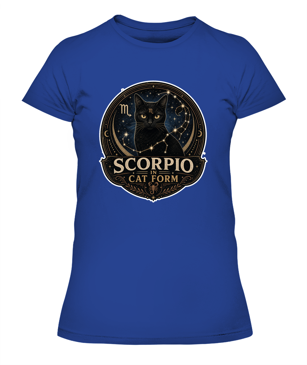 Scorpio in Cat Form Ladies T-Shirt | Black Cat Lover Gift
