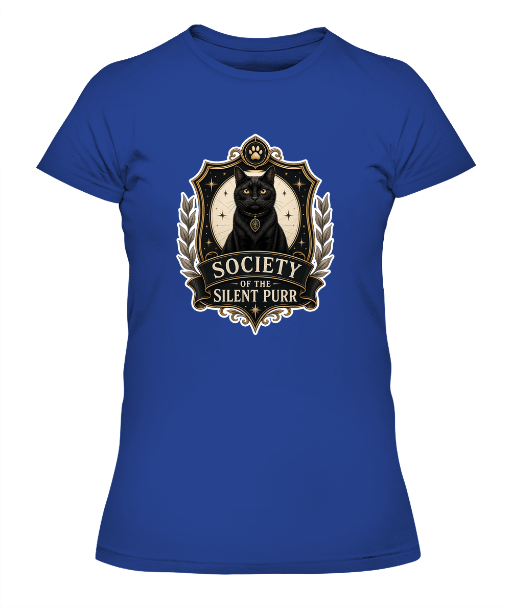Society of the Silent Purr Ladies T-Shirt | Black Cat Lover Gift