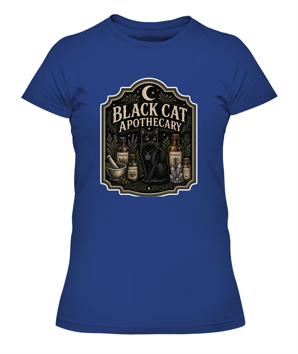 Black Cat Apothecary Ladies T-Shirt | Black Cat Lover Gift
