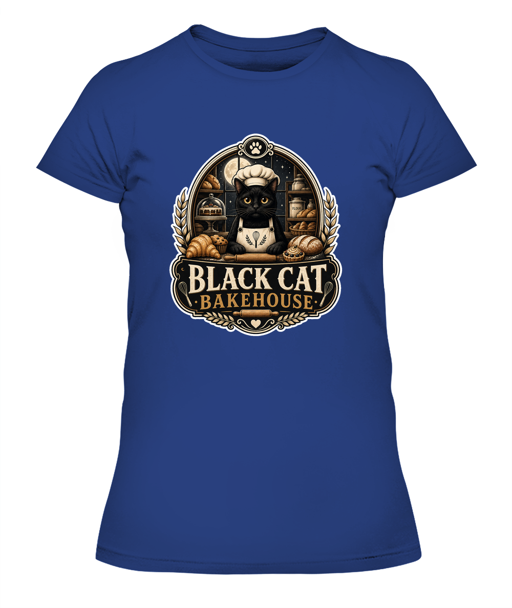 Black Cat Bakehouse Ladies T-Shirt | Black Cat Lover Gift