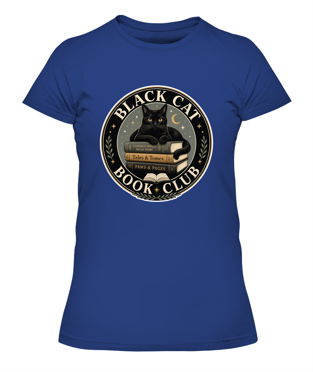 Black Cat Book Club Ladies T-Shirt | Black Cat Lover Gift