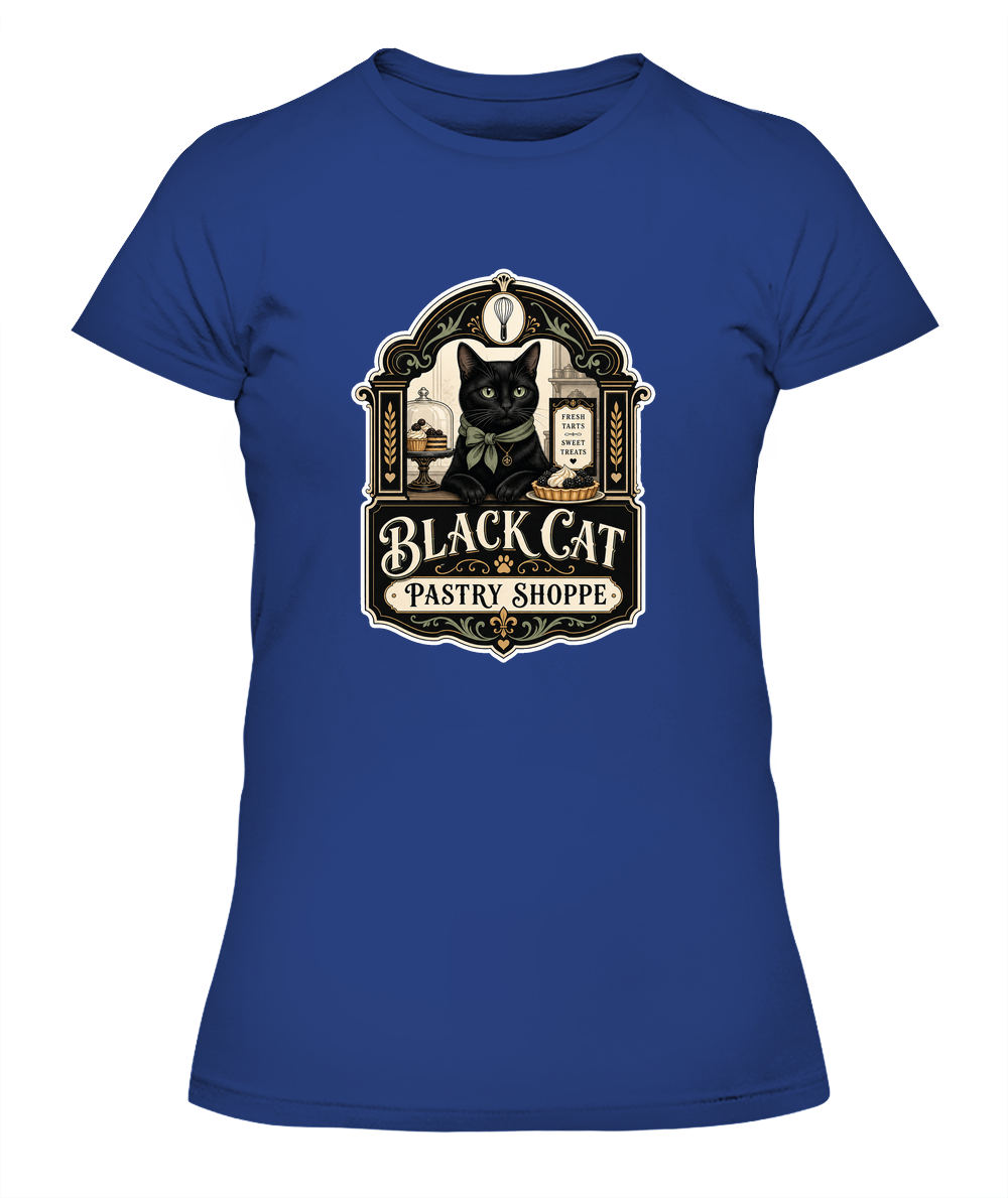 Black Cat Pastry Shoppe Ladies T-Shirt | Black Cat Lover Gift