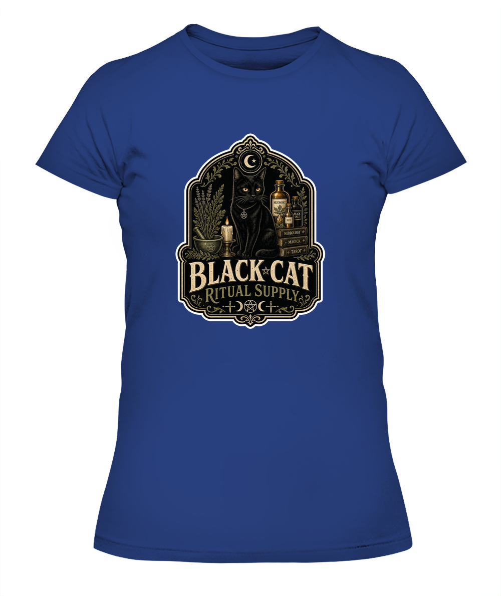 Black Cat Ritual Supply Ladies T-Shirt | Black Cat Lover Gift