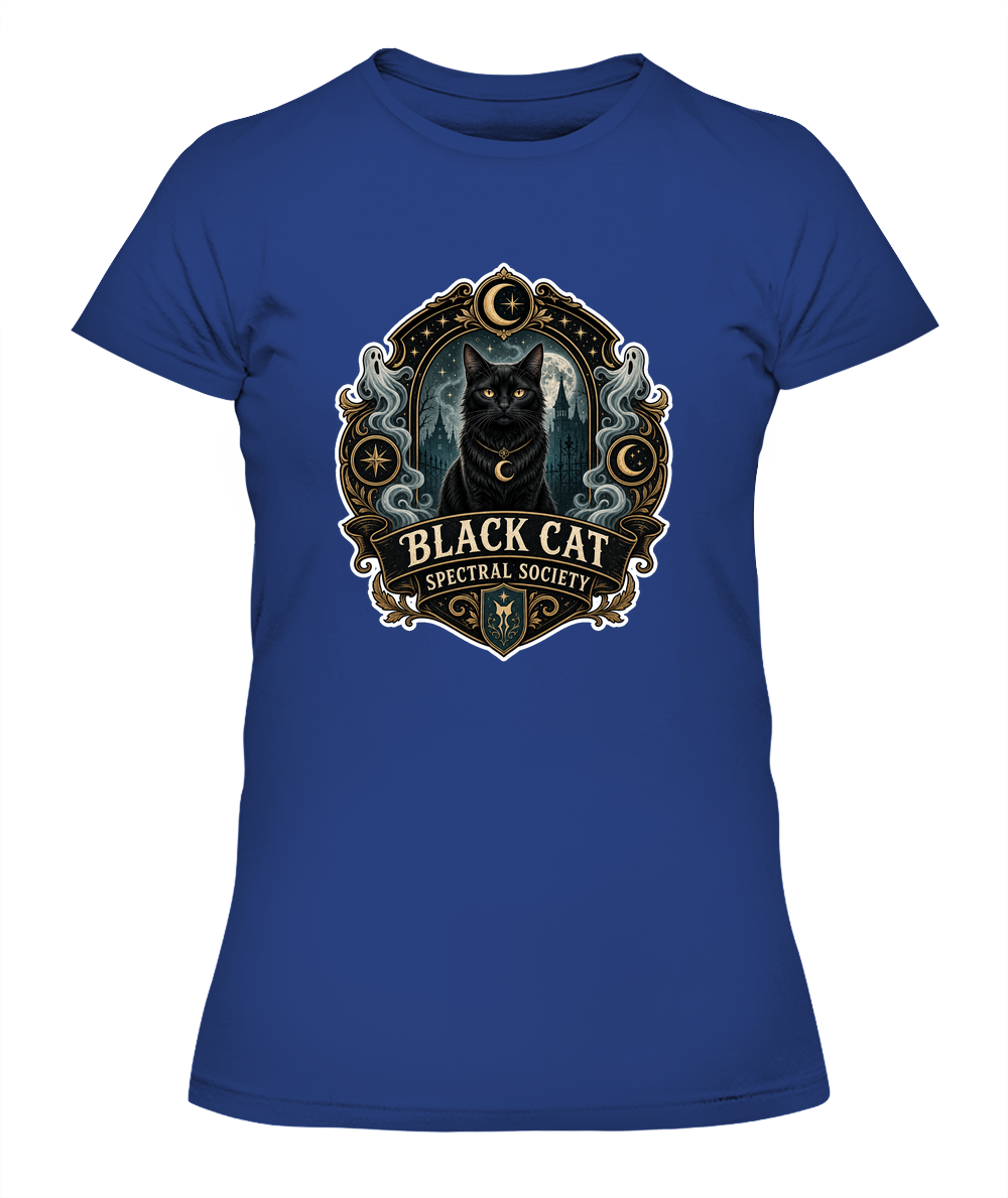 Black Cat Spectral Society Ladies T-Shirt | Black Cat Lover Gift