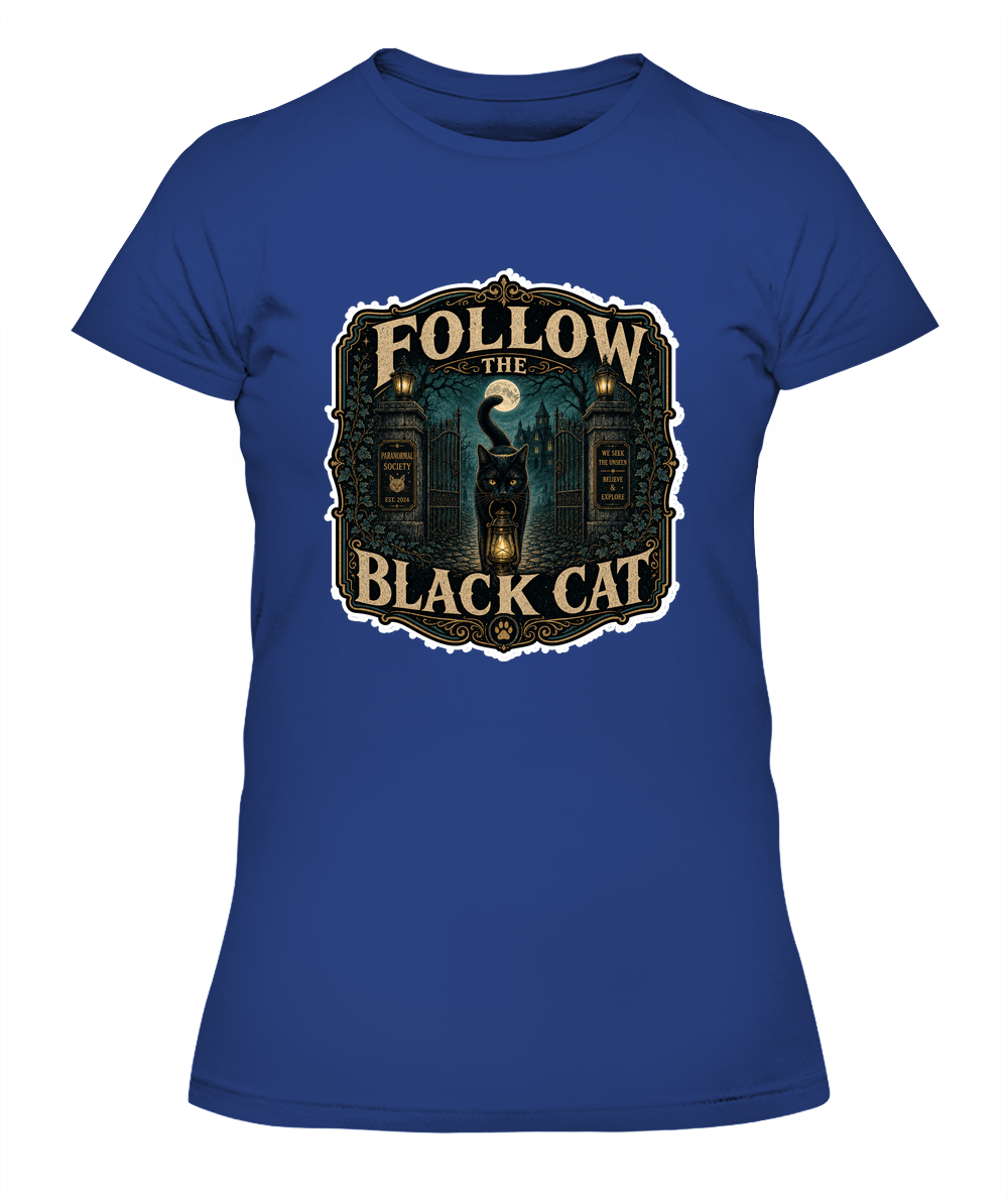 Follow the Black Cat Ladies T-Shirt | Black Cat Lover Gift