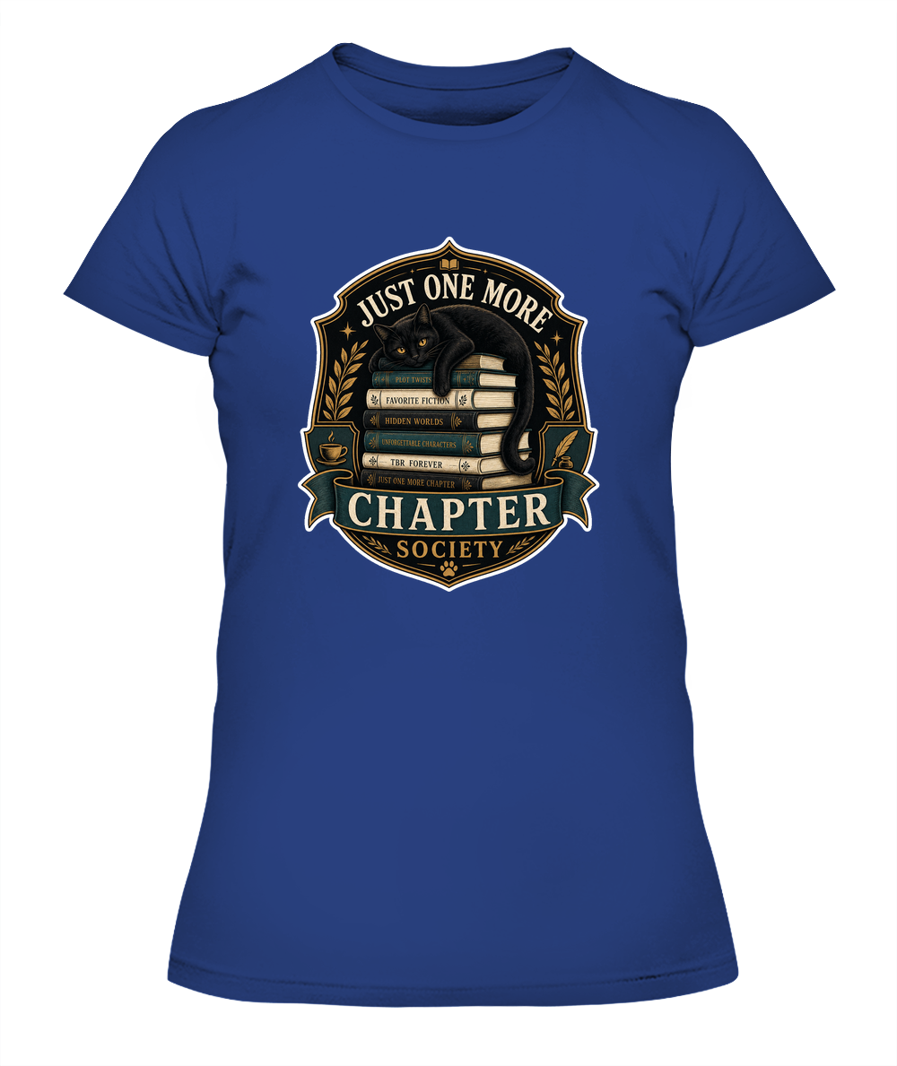 Just One More Chapter Society Ladies T-Shirt | Black Cat Lover Gift