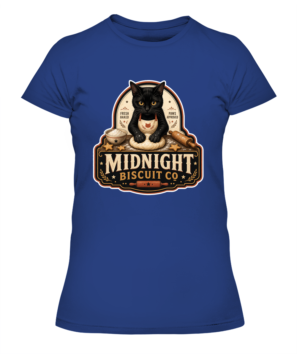Midnight Biscuit Co Ladies T-Shirt | Black Cat Lover Gift